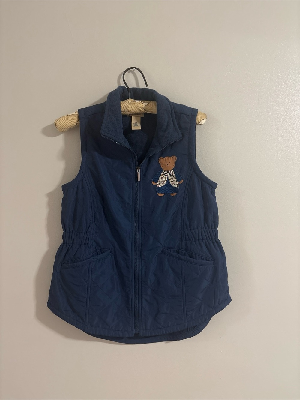 women's blue upcycled vest large
